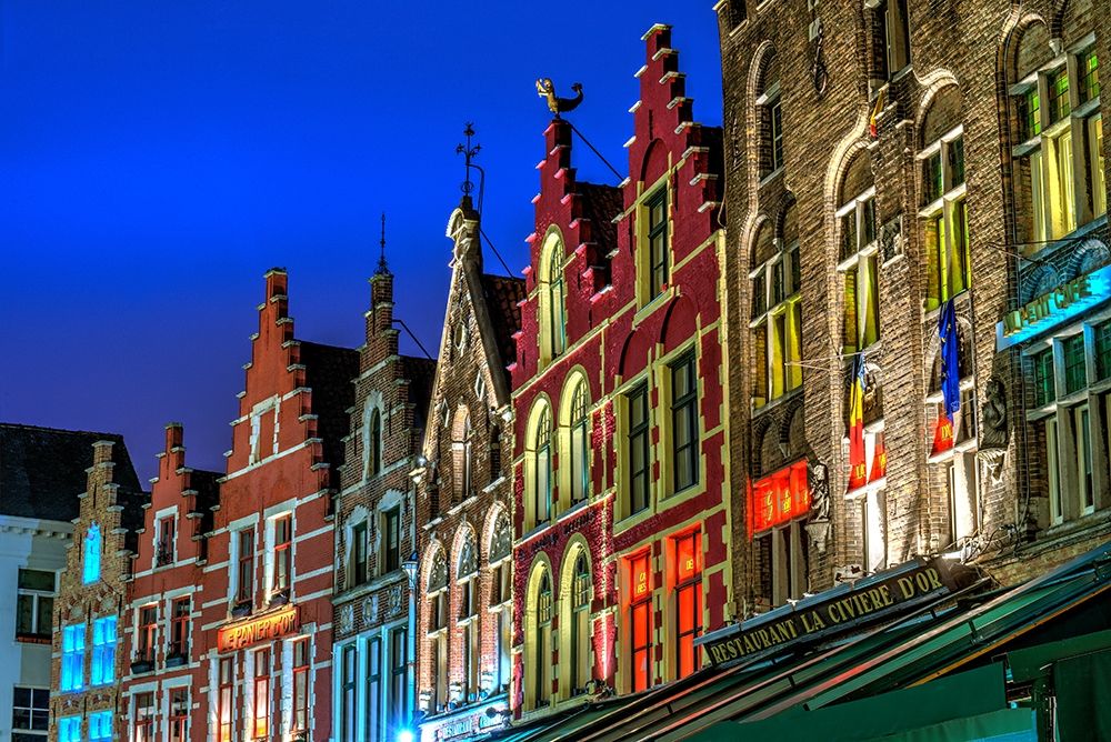 Architectural rooftops in the city center in Bruges-Belgium